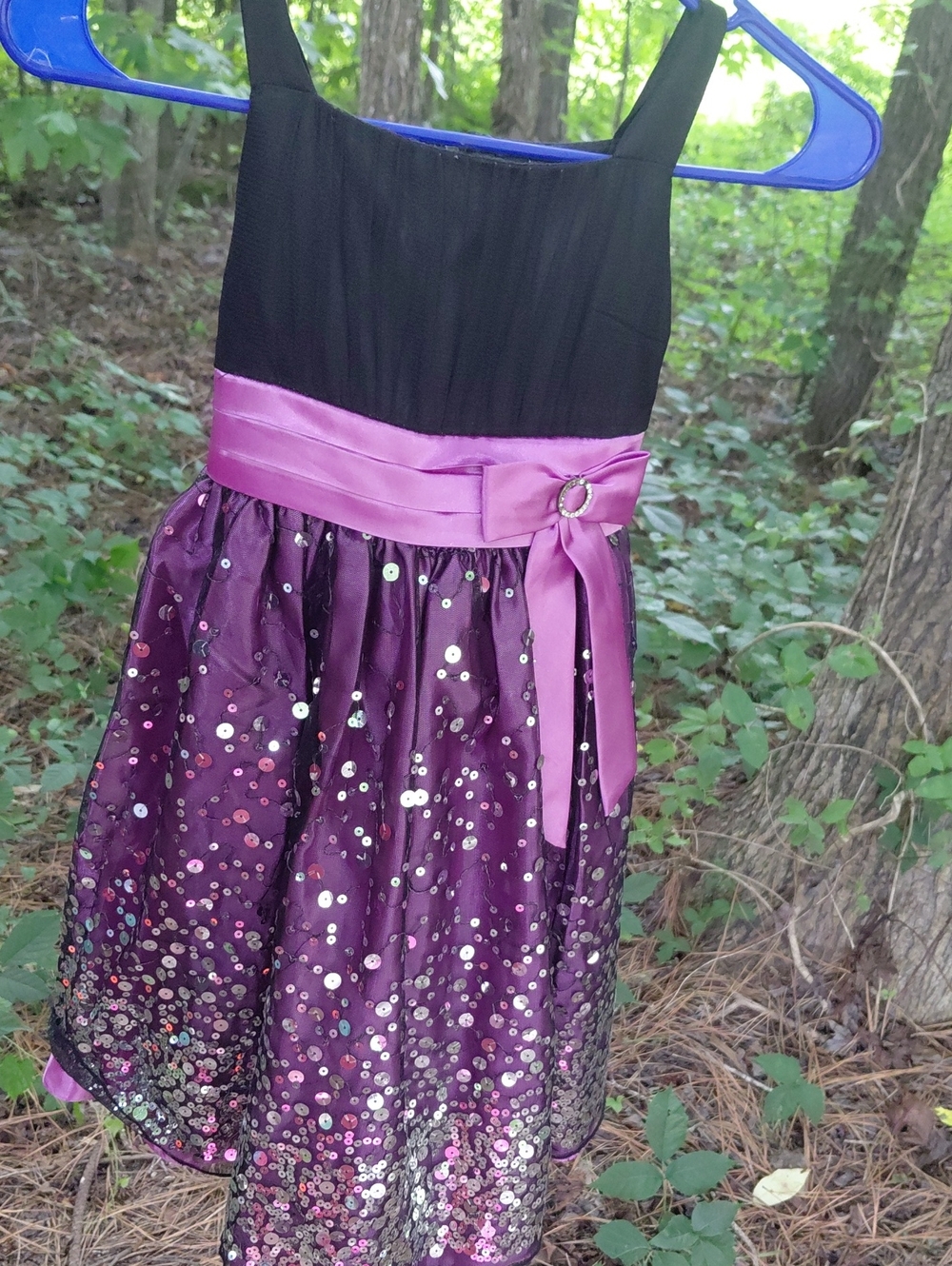 Love Black and Purple Sequin Formal Dress for Girls